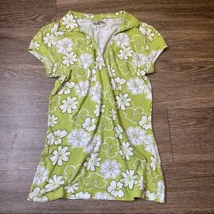 SO green and white floral collar shirt